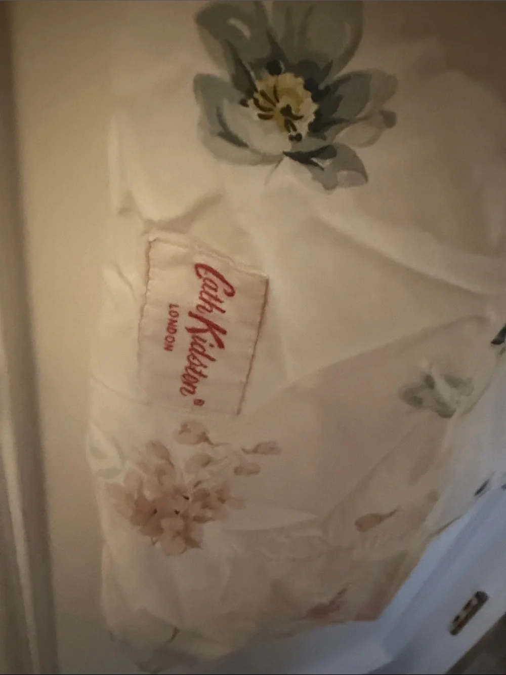 Cath Kidston White Floral Bedding Sheet with Pink and Gray Blooms